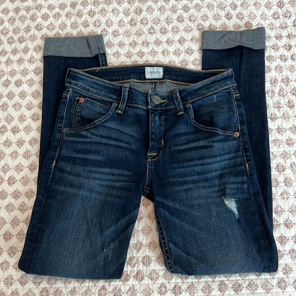 Hudson Bacara Crop Straight Cuffed Jeans Size 25 Extra Dark Whisker Wash - Picture 8 of 17